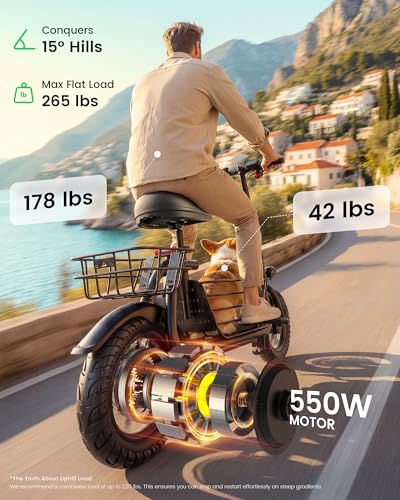 Gyroor C1S Electric Scooter with Seat for Adults – 550W Moto...