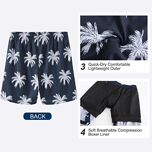 Image of HODOSPORTS Mens 7 inch Swim Trunks with Compression Liner S-6XL Quick Dry Swimming Shorts Zipper Pockets Swimsuits