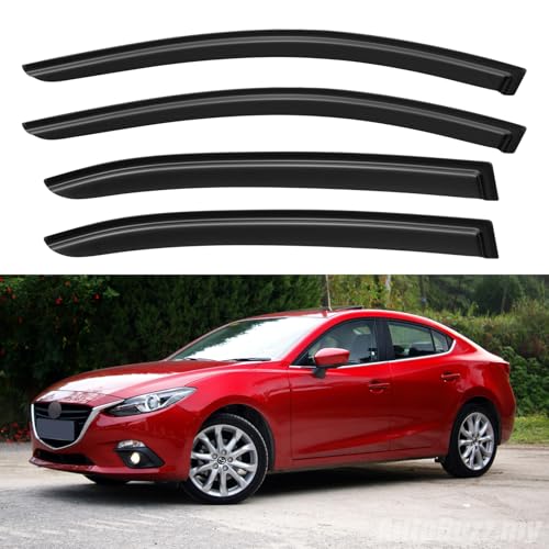 Image of Window Visors Rain Guards for 2014-2018 Mazda 3 Sedan, Out-Channel Window Vent Wind Deflectors Visors Shades for 14-18 Mazda 3 Hatchback