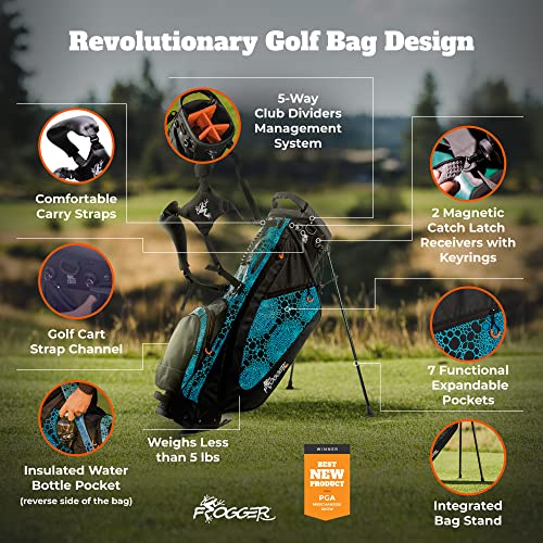 Frogger Function Golf Bag For Men And Women With Stand | Ultra Lightweight Golf Club Bags With 7 Spacious Pockets, 2 Integrated Latch-It Receivers And Ergonomic Dual Shoulder Straps #TOP1