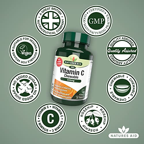 Natures Aid Vitamin C 500mg 50 Chewable Tablets – Supports Immune System & Skin Health - High Strength, Sugar Free, Vegan, Non-GMO – Antioxidant Supplement - Image 5