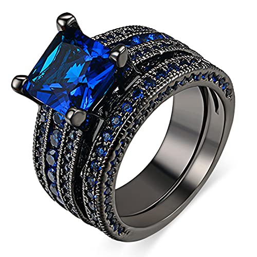 Double Fair 18KGP chapado en oro-cobre princess-shape Blue Green zirconia cúbica