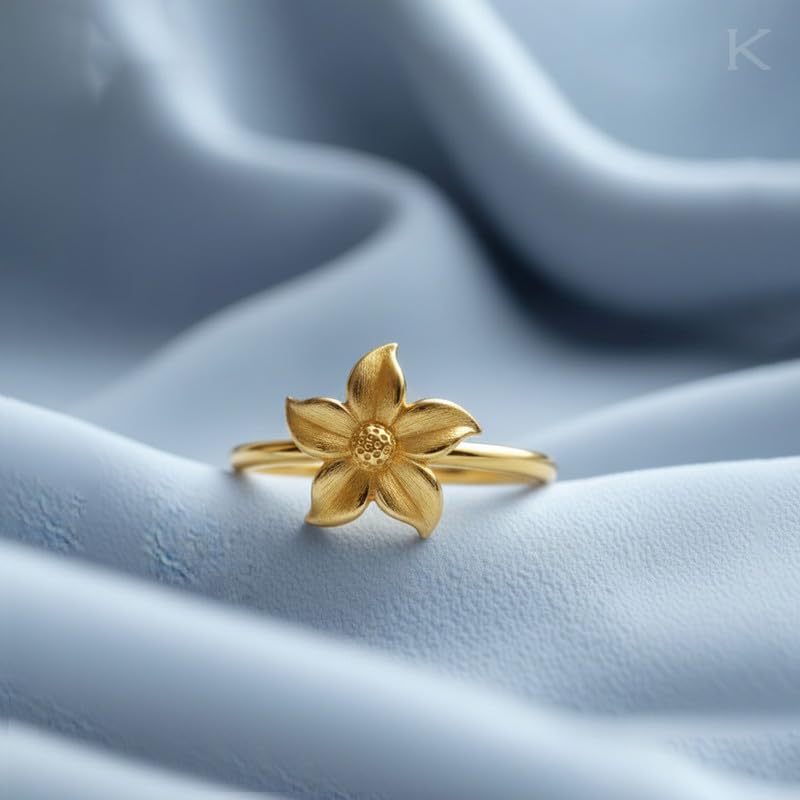 Image of KISNA 9KT / 14KT / 18KT Sunburst Flora Yellow Gold Ring For Women | S14