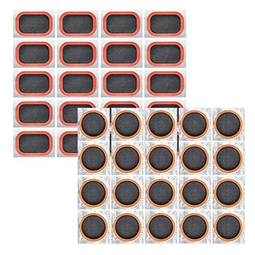 Eastlinran Lot de 60 patchs pour pneus de vélo, 3 tailles, avec papier de verre, en caoutchouc, pour bateaux gonflables, VTT (3,4,5 cm) Cover