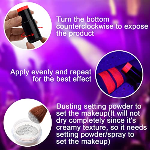 Latibell Uv Black Light Reactive Glow Face Body Paint Stick (0.75 Oz), Professional Neon Face Paint Makeup Foundation, White Face Paint For Halloween Sfx Cosplay Costume, Cream Type Blendable #TOP4