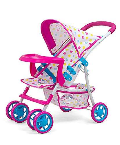 MILLY MALLYKate Folding Doll's Pram for Girls from 3 Years with Hood, Foam Wheels, Candy Straps