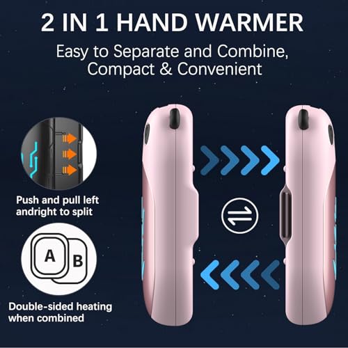 Enituo Handwärmer Wiederaufladbar 2er-Set, Handwärmer Elektrisch 6000 mAh mit 3 Stufen Heizung, Ultra Leicht & Dünn… – Ansicht 5