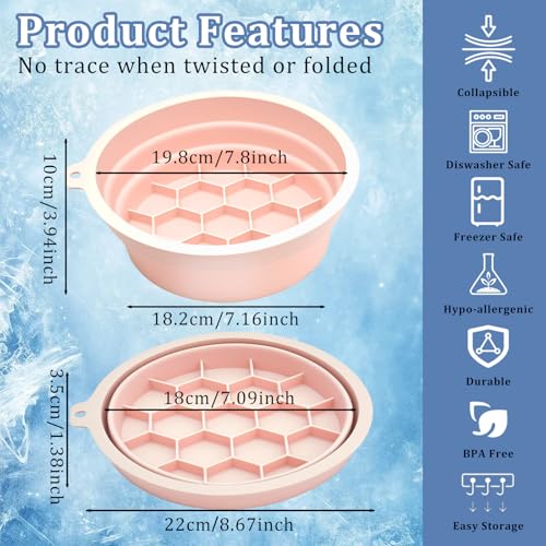 ElapseGlow 2-in-1 Silicone Face & Drink Ice Bowl - Collapsible Cryotherapy Mold for Facial Icing & Beverage Chilling, Portable Cold Plunge Basin Reduces Puffiness & Cools Drinks (Pink)