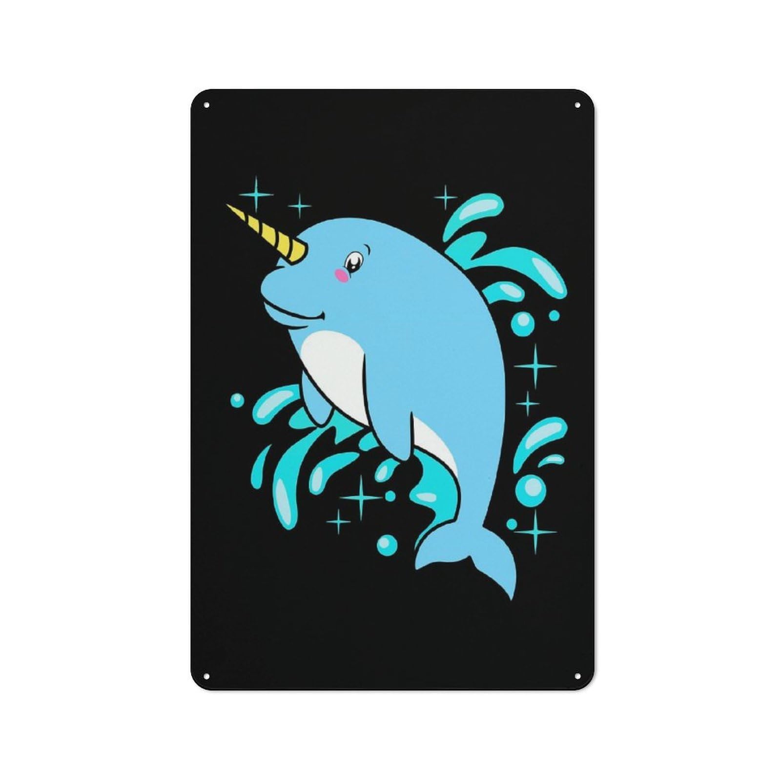 Junmoney Narwhal Cute Sea Unicorn Shed Metal Sign With Design 30X20cm, Outdoor Room Shed Wall Decor For Greenhouse, Garden Room, Cafe Or Entryway