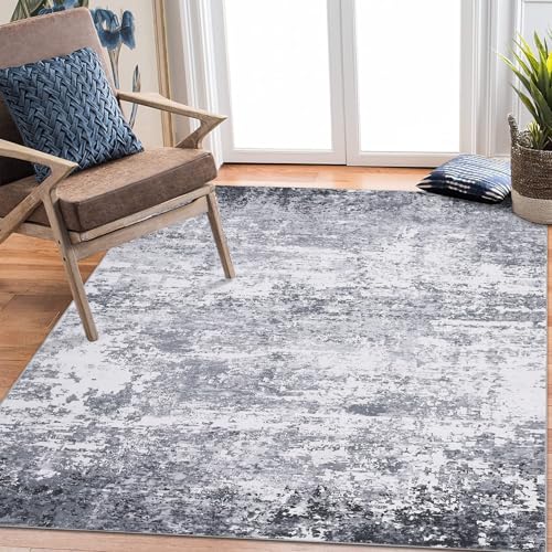 CAROMIO Abstrakte Teppiche Schlafzimmer, Teppich Wohnzimmer Waschbarer, Modernes Design,Großer Teppich für Esszimmer Büro Bereich Dekor, Grau 140 x 200 cm CAROMIO Abstrakte Teppiche Schlafzimmer, Teppich Wohnzimmer Waschbarer, Modernes Design,Großer Teppich für Esszimmer Büro Bereich Dekor, Grau 140 x 200 cm
