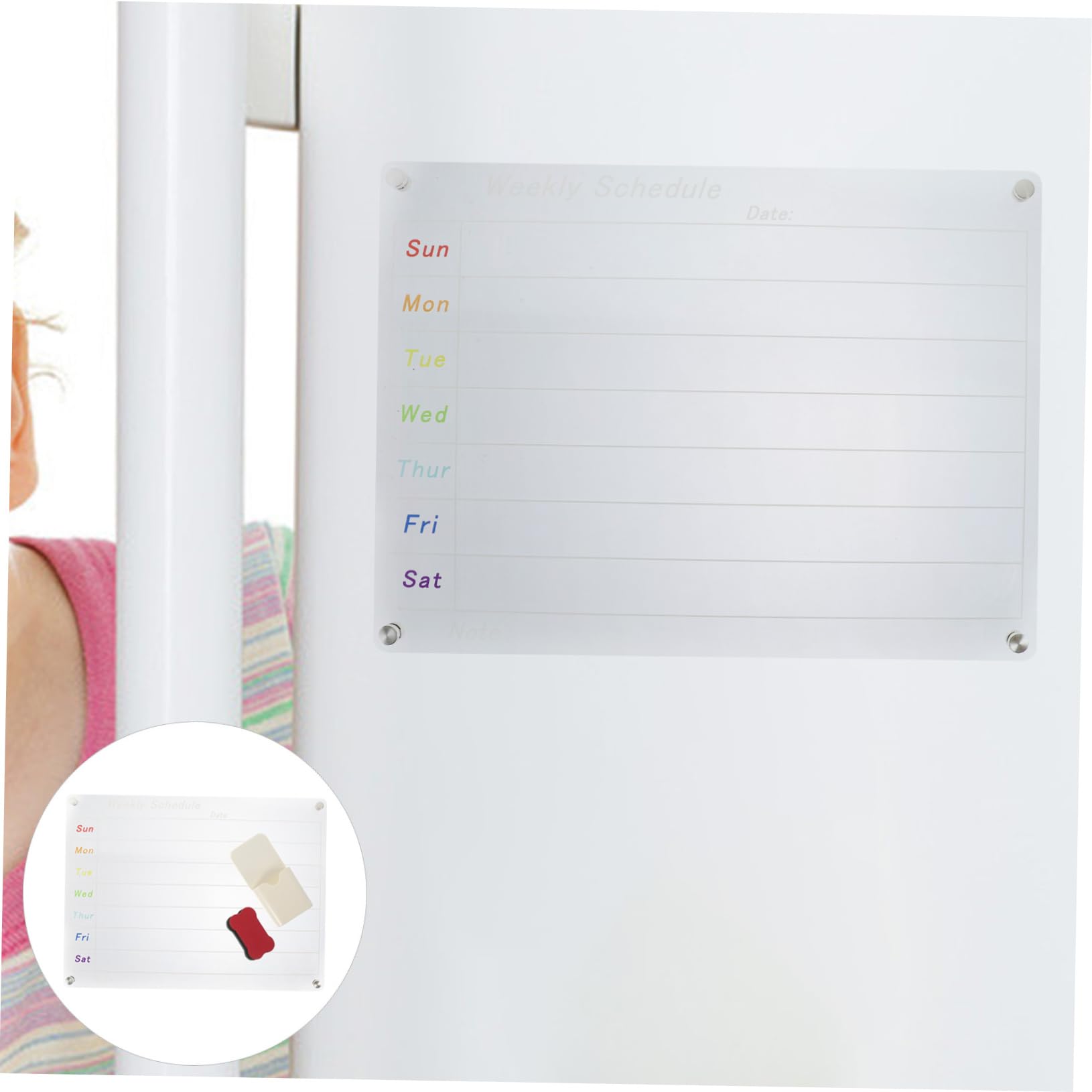 Transparenter Wochenplaner aus Acrylglas Abwischbare Planungstafel Magnettafel für Wand oder Kühlschrank Wiederverwendbares Terminplanungs-whiteboard