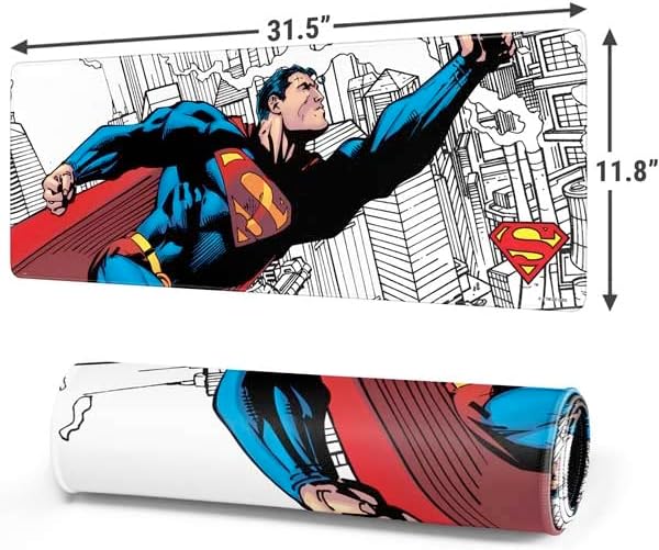Skinit Large Gaming Mouse Pad - Officially Licensed Superman Super Speed Design with Stitched Edges, Waterproof, Non-Slip Rubber Base, Desk Mat for Keyboard & Mouse, 31.5" x 11.8" inches