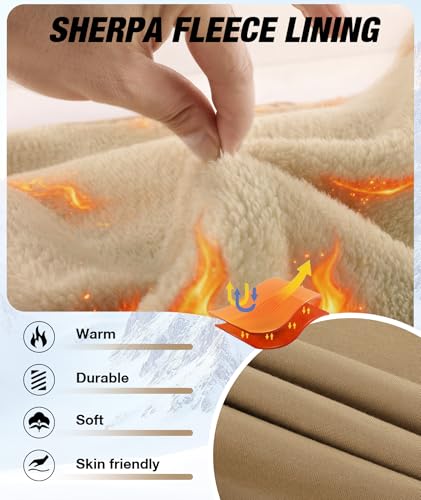ZITY Mens Sherpa Sweatshirt Plain Heavyweight Thermal Fleece Pullover Shirts Long Sleeve Warm Winter Sweaters Brown - image 4