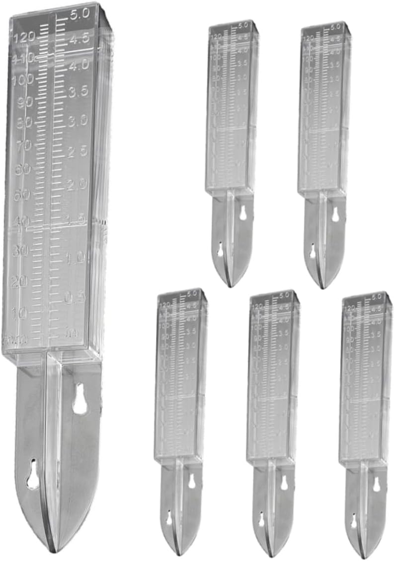 6pcs Rain Gauge Kit Tubes Outdoor Water Gauge for Garden Accurate Rain Measure Instrument for Weatherproof Plastic