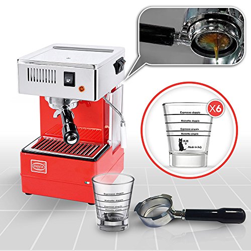 LaGondola Bundle â Máquina de café expreso Quick Mill 0820 portafiltro sin fondo y juego de 6 bonitas tazas de cristal fabricadas en Italia - Imagen 5