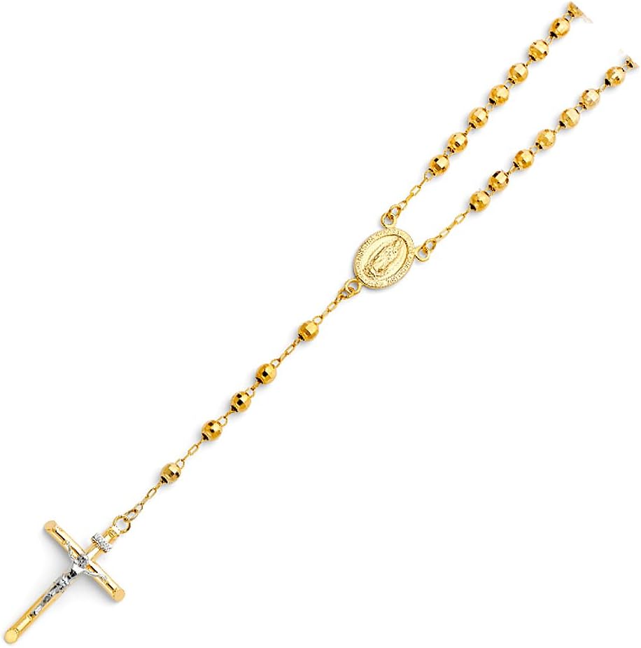 14k Yellow Gold 4mm Rosary Necklace - 20"