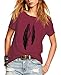 Romastory Womens Street Style Feather Pattern T-shirts Casual Loose Top Tee Shirts (XXL, Wine Red)