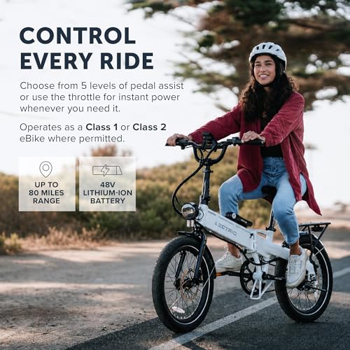 Image of LECTRIC XP Lite2 Folding Electric Bike for Adults - Lightweight eBike with a 48V Battery Powers Up to 45-80 Mile Range, 20Mph Peak 819W Motor, Hydraulic Brakes, LCD Display, 5 Pedal Assist & Throttle