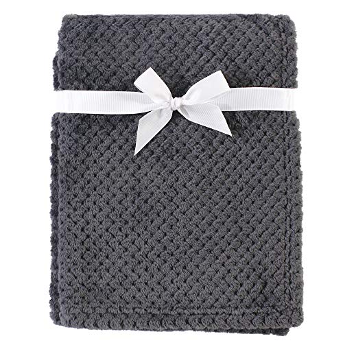Hudson Baby Unisex Baby Plush Waffle Blanket, Charcoal,...