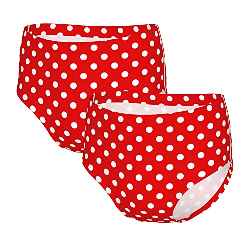 Girls' Briefs Red Polka Dots Cotton Underwear Stretch Bikini Panties Toddler Kids Soft Undies 5T-7T 2 Pack #TOP4