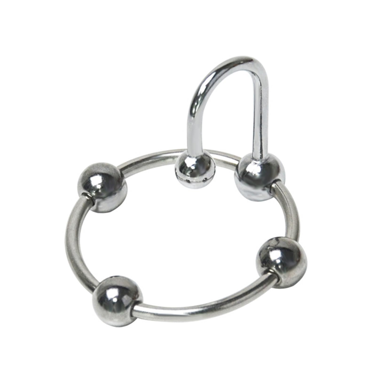 Anillo de pene SM de acero inoxidable, divertido anillo retardante con cuentas, juguete uretral de metal, gancho de anillo doble, tapón para pene con sonda uretral