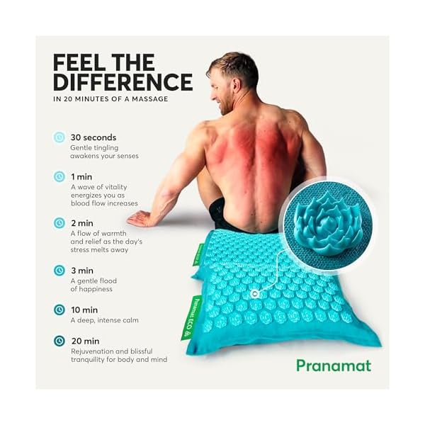 Pranamat Acupressure Large & Small Mat with Pillow Set, Premium Acupressure Therapy for Pain Relief and Relaxation, Handcrafted in Europe with Sustainable and Natural Materials (Azur) - Image 3
