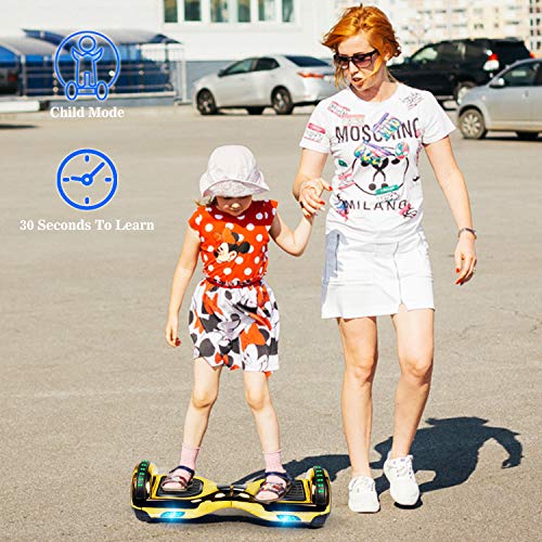 Felimoda Hoverboard with Bluetooth, 6.5” LED Light Wheel Self Balancing Scooter, Two-Wheel Hoverboard, Electric Scooter for Kids & Adult, UL2272 Certified Self Balancing Hoverboards - Golden
