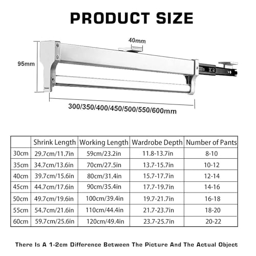 Barre de penderie extensible réglable en acier robuste pour dressing extensible - 3