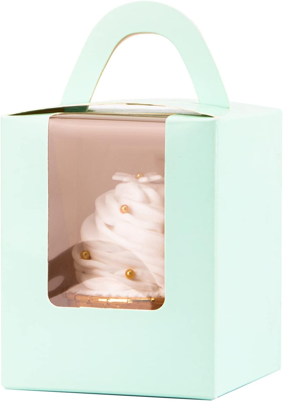 Single Cupcake Boxes with Window, 24pcs Gift Box for cupcake to go for Wedding Decoration, Party Favor, Green