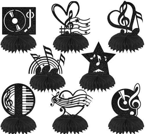 Décoration de table musique sans effort : 8 centres de table noirs pailletés prêts à poser