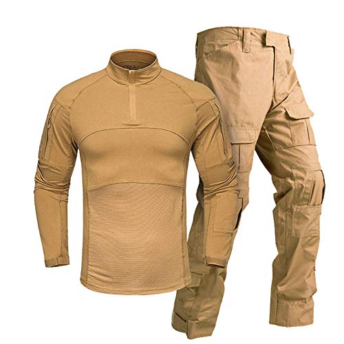Airsoft Hunting Shooting Sports Battle Uniform BDU Tactical Combat Camouflage Clothing - Tan - S