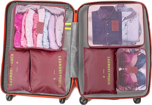 Image of Travel Organizer, Packing Cubes for Travel, Toiletry Bag, Packing Bags for Clothes, Travel Essentials, Maroon