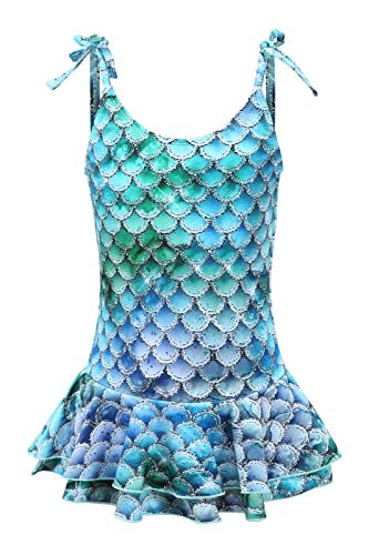 Image of Girls Leopard Swimsuits Hawaiian Ruffle One Piece Bathing Suit Skirted Swimwear for Kids 3-16 Years
