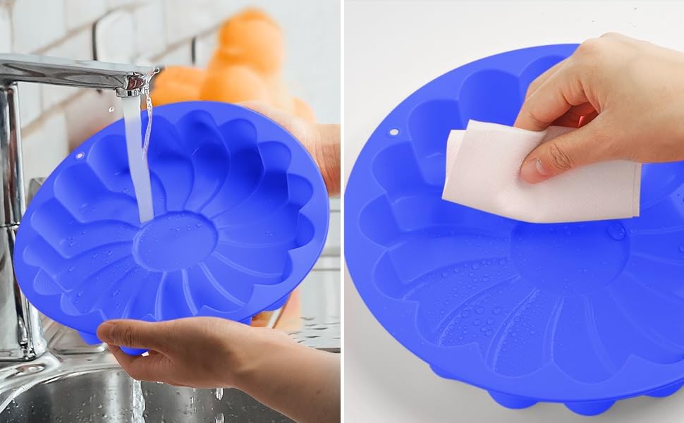 Jiareally Silicone Large Flower Cake Mould for Chocolate Jello Candy Silicone Baking Molds for Cakes,9 inch Non-Stick Fluted Tube Cake Pans - Image 4