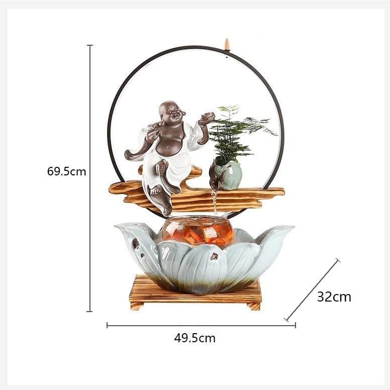 Cascada Fuente de Mesa con Agua Corriente for Oficina, decoración del hogar, pecera cerámica, Sala Estar, artesanía paisajística Fuente Interior