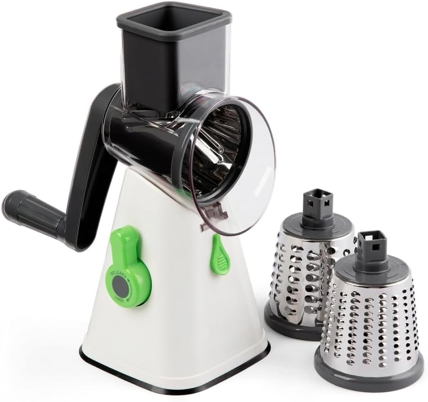 Manual Rotary Grater & Slicer - Item Measures 5.11" W X 5.11" D X 10.8" H And Weighs 1.5 Lbs, Disassembles For Easy Cleaning And Storage, Dishwasher Safe