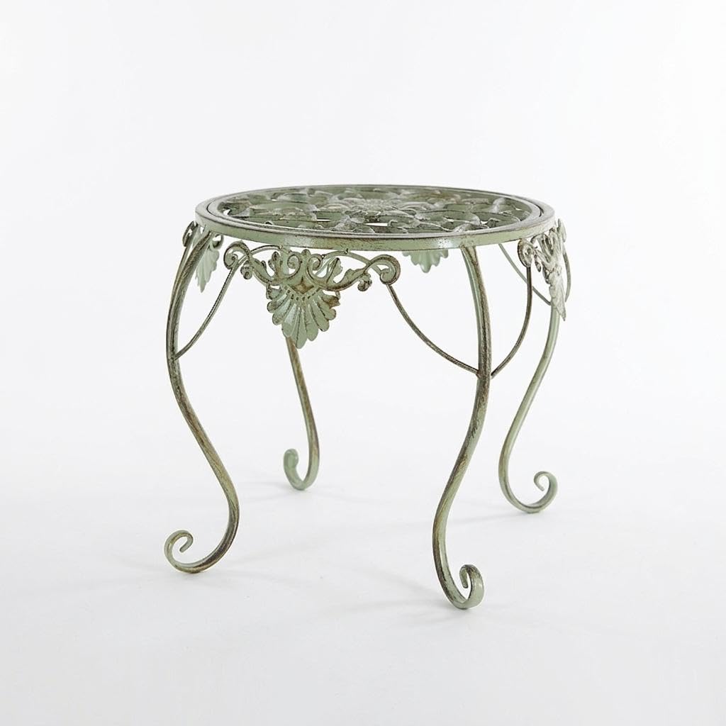 Cast Iron Flower Stool, American Country Style, Distressed White, Medium Garden Decor Distressed Green|Collectibles| Metalware| Cast Iron-image-28
