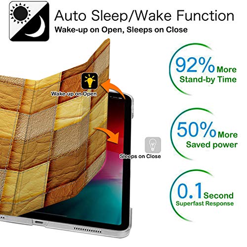 Image of iPad PRO 11 Inch 1 Gen 2018 [ PRO 11 1st ] A1980 A1934 A2013 MU0T2HN /A MU0Y2HN /A MTXN2HN /A MTXP2HN /A Printed Slim Lightweight Protective PC Dual Angle Stand Clear Flip Back Cover - Brown Patchwork