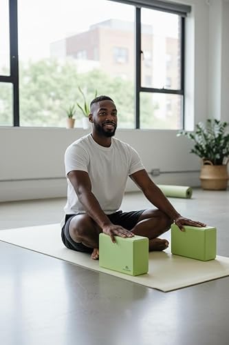 Miniatura 5 de Juego de 2 bloques de yoga de alta calidad, espuma EVA de alta densidad, antideslizantes, ligeros, duraderos, incluye bolsa de transporte