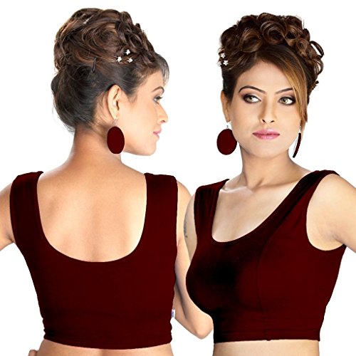 Image of Abhi Readymade Saree Blouse for Women- Sleeveless, Round Neck, Regular-fit, Stretchable, Pull-on Style Blouse