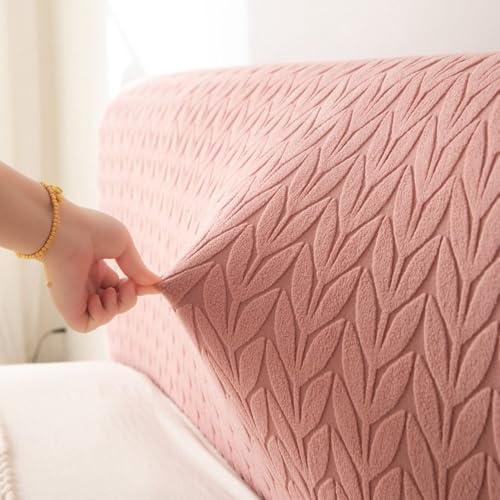 Image of HOMETHREADS Stretchable Lycra /Velvet Headboard Cover | Soft, Dust-Proof & Wrinkle-Resistant Bed Back Protector | Fits Leather, Wooden & Fabric Bedsides | for 3ft to 3.5ft Beds (Pink,90x65cm)