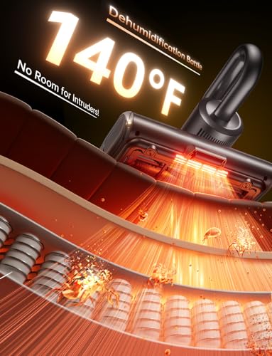 Image of Mattress Vacuum Cleaner Corded | Dual Brush Roll, 25kPa Suction, 100% Dust & Allergens Removal, UV-C Light, 140℉ High Heating, Handheld Bed Vacuum Cleaner for Fabric, Couch, Crib, Pet Hair