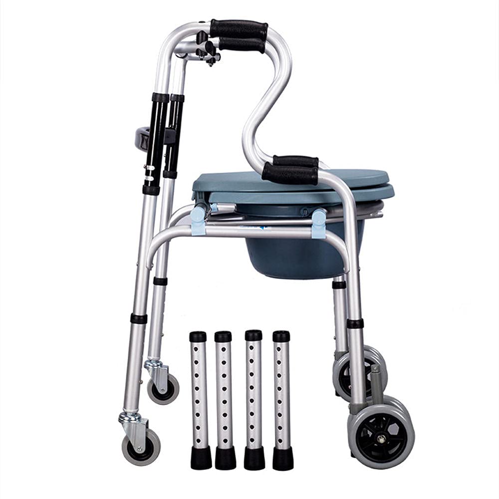 Sedia Comoda a Doppio Uso, Sedia Comoda Portatile, Sedia da Bagno con Ruote e Seduta, ausili per la deambulazione Antiscivolo a Doppio Uso