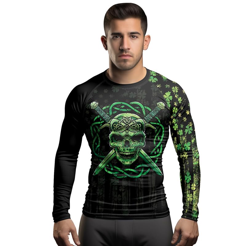 St Patrick's Day BJJ Rash Guard for Men - Long Sleeve Workout Compression Shirts MMA Jiu Jitsu Grappling4