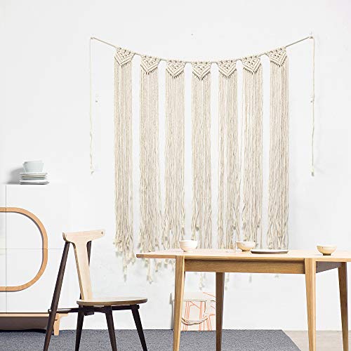 Tapisserie bohème faite à la main en corde de coton tissée avec pompons élégants