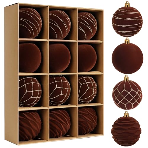 Miaikoe 12pcs Samt Weihnachts Ornamente Kugeln Sets für Weihnachten,...
