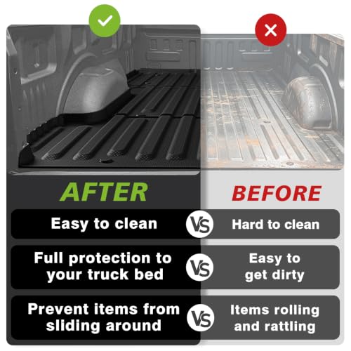 Image of TripleAliners 8FT Truck Bed Mat for 2015-2026 Ford F150 | All Weather Protection, TPE Pickup Bed Liner with Raised Wall, Custom Fit, Anti-Slip, Durable, for Ford F-150 Accessories