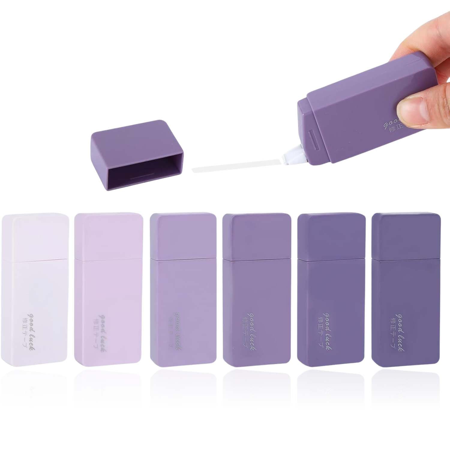 Homeaura Correction Tape Pack | 6 Pcs 12m x 5mm Correction Tape | Whitener Pen Whitener Tape for Journals | Whitener Correction | Correction Tape Refill | Tape Whitener Gradient Purple-image-40