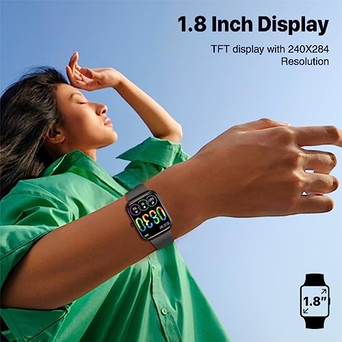Image of Promate Xwatch-B18 Fitness Smart Watch, 1.8 inch Display Bluetooth Calling, IP67 Water Resistant, Voice Assistant, 15 Days Battery Life, 27 Sports Modes, Real-Time HR Monitor, 100+ Watch Faces (Graphite)