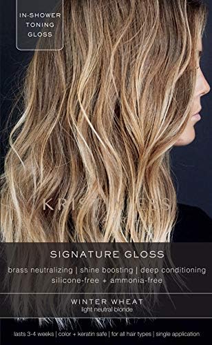 Kristin Ess Hair Gloss in Winter Wheat Light Neutral Blonde - 4 Wk Semi Permanent Hair Color for Women - Light Blonde Color Depositing Conditioner & Toner for Vibrant Color + Shine - Hair Dye Glaze